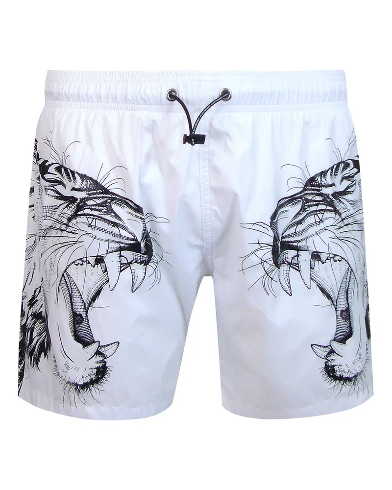 Philipp Plein Boardshorts Schwimmshorts in Weiß Weiß