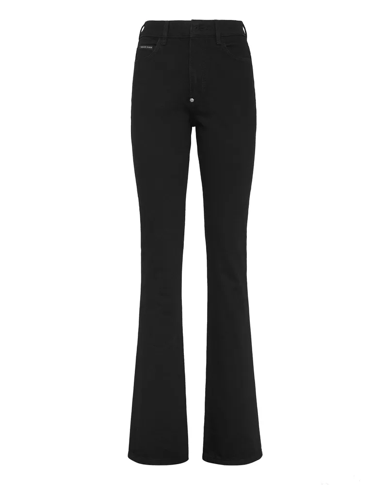 Philipp Plein Jeans Flare Fit Skull Schwarz