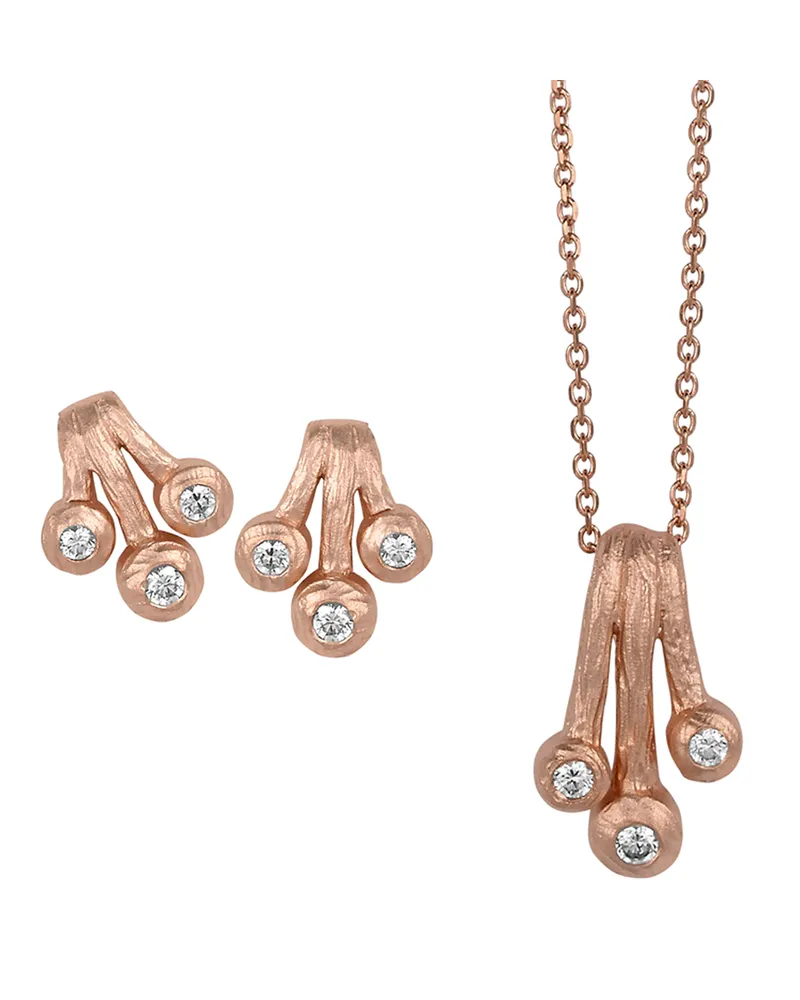 Orphelia Damen 925 Sterling Silber Set: Kettenanhänger + Ohrringe - Rosé SET-5233/1 Rosé