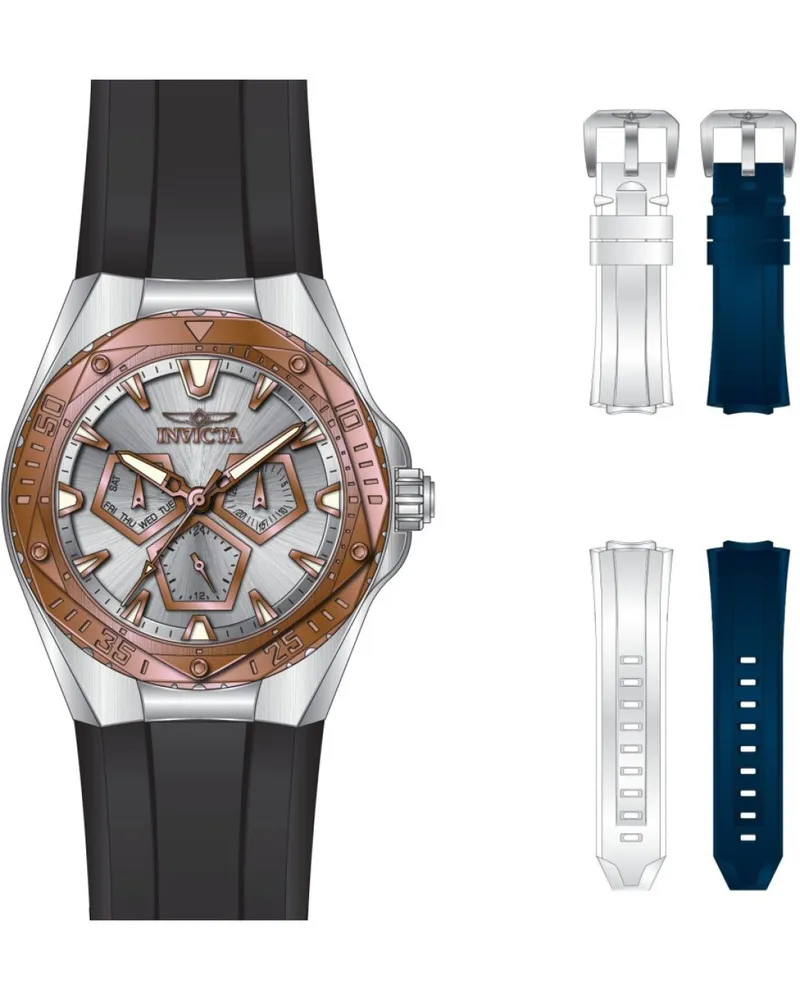 Invicta Speedway 51129 Herrenuhr - Quarzwerk - Edelstahl mit silbernem Zifferblatt - 45 mm - Mit zusätzlichen Armbändern Silber