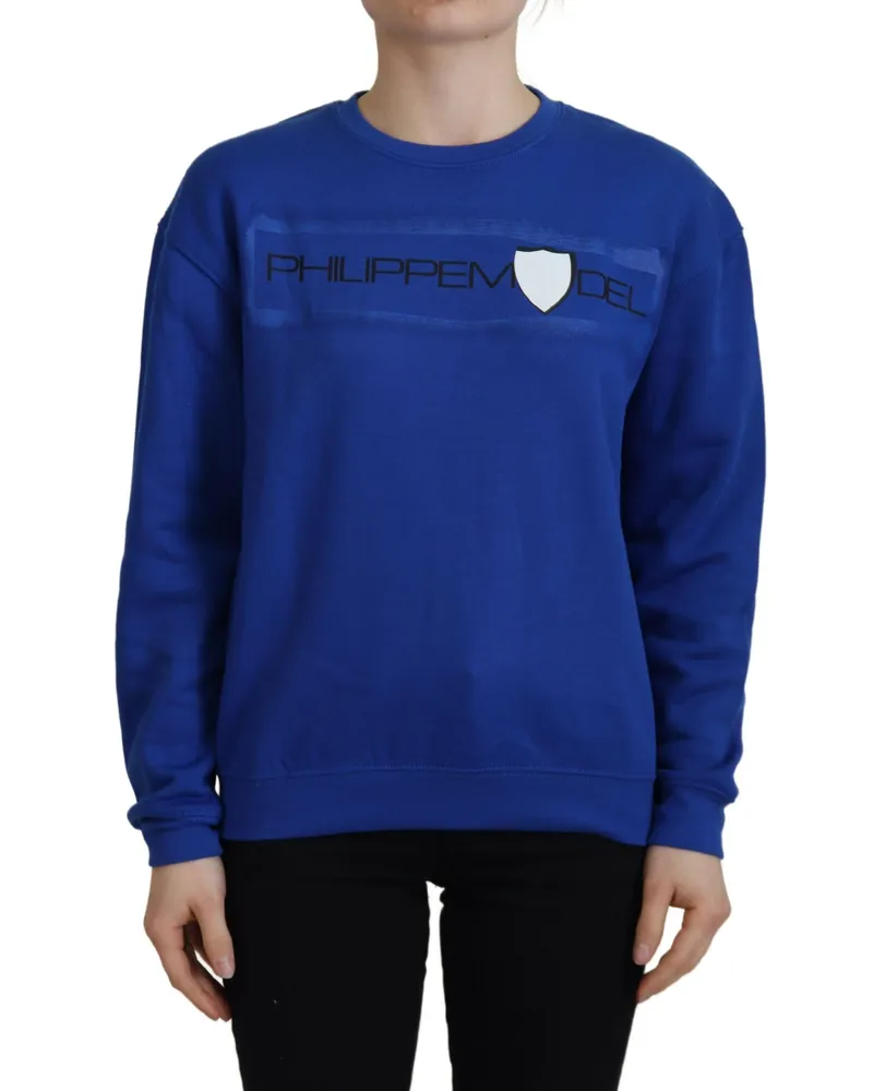 Philippe Model Blaues Sweatshirt mit Rundhalsausschnitt, entspannter Schnitt Mittelblau