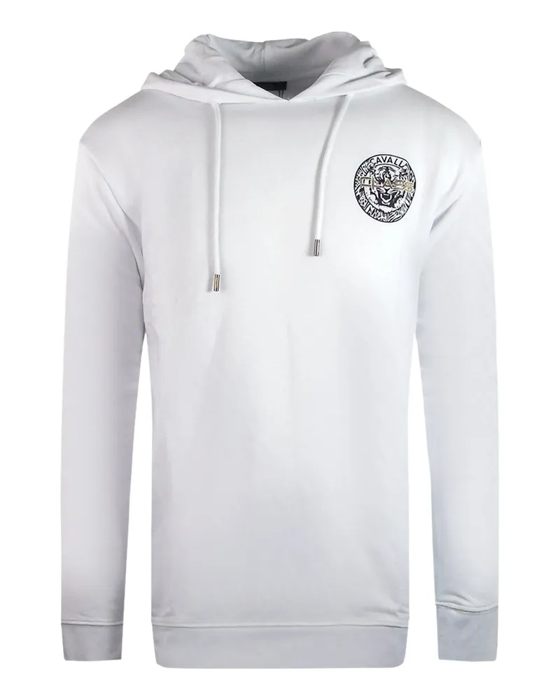 Roberto Cavalli Weisser Kapuzenpullover der Cavalli-Klasse mit grossem Kreisdesign Weiß