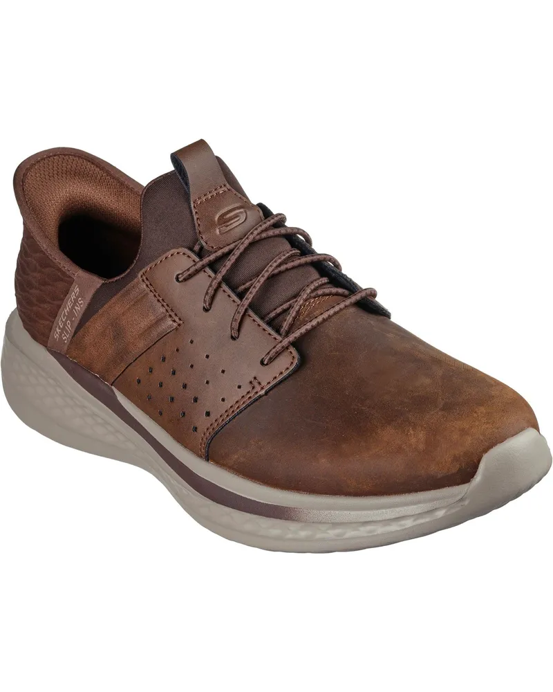 Skechers Slade Zachary Textil Herren Dunkelbraune Weite Schnürschuhe Braun