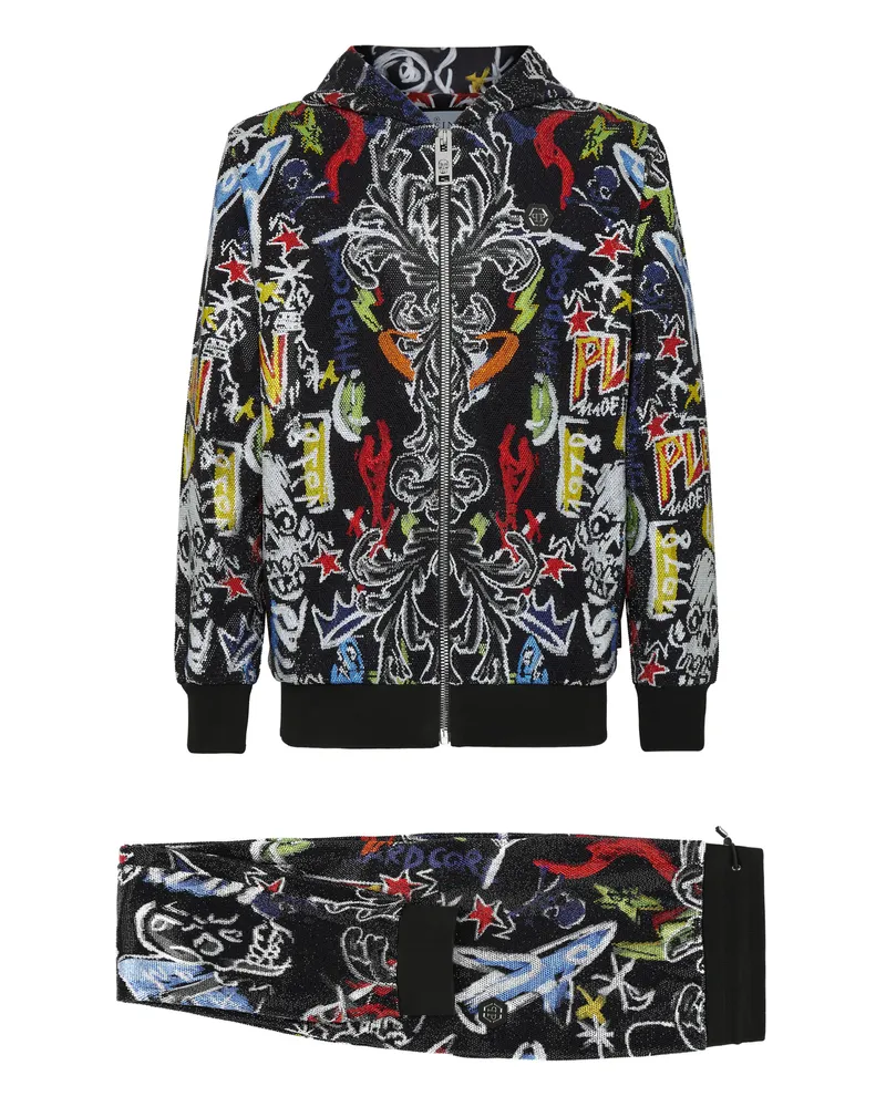 Philipp Plein Jogginganzug, Oberteil und Hose - Schwarz/Mehrfarbig Schwarz