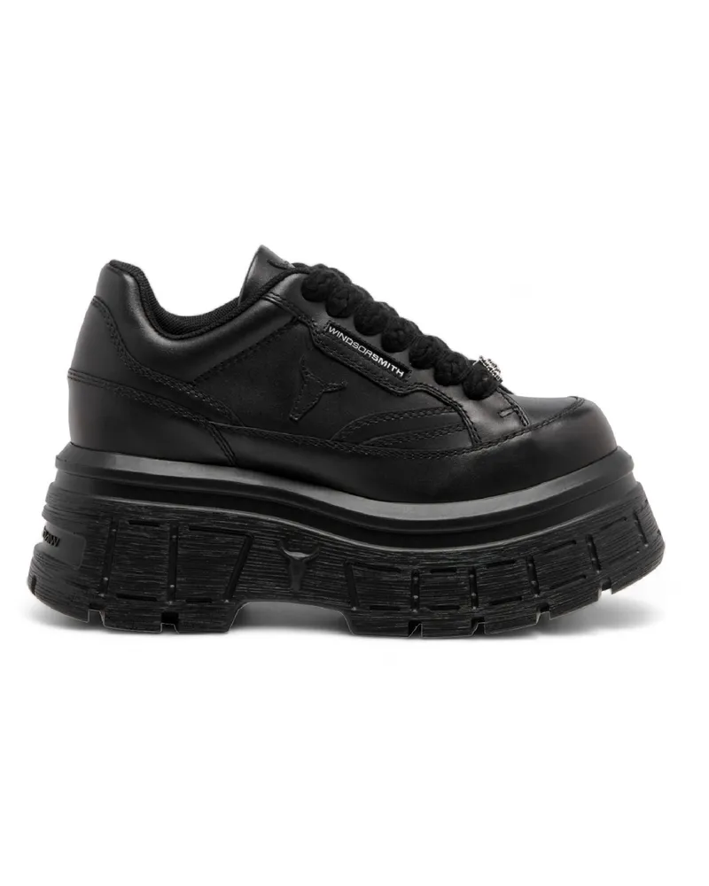 WINDSOR SMITH Schwarze, klobige Leder-Sneakers - Swerve Schwarz