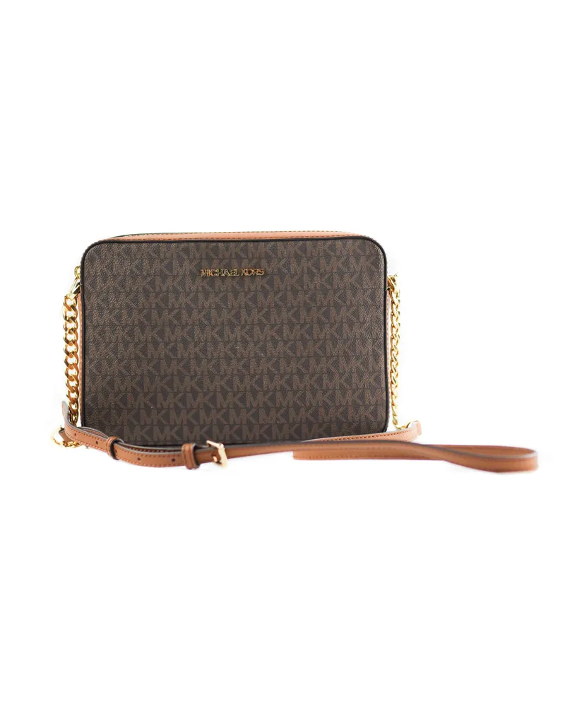 Michael Kors Jet Set Große Ost-West Saffiano Leder Umhängetasche Handtasche [Braunes Logo Braun