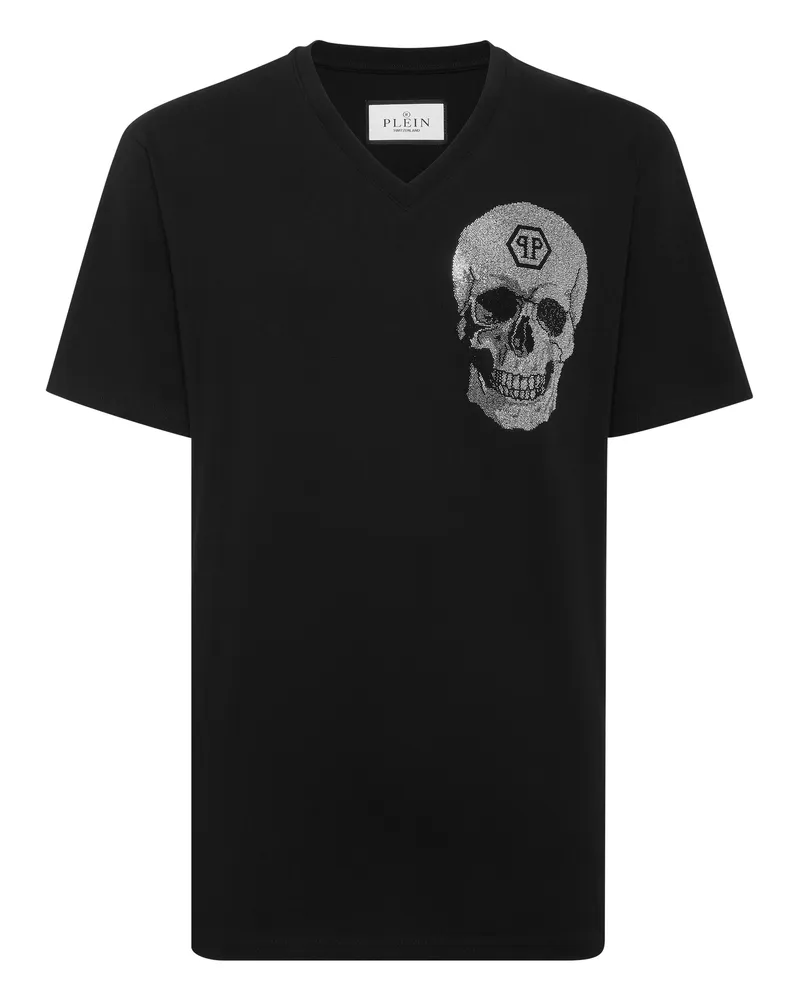 Philipp Plein T-Shirt V-Ausschnitt Ss Skull Schwarz