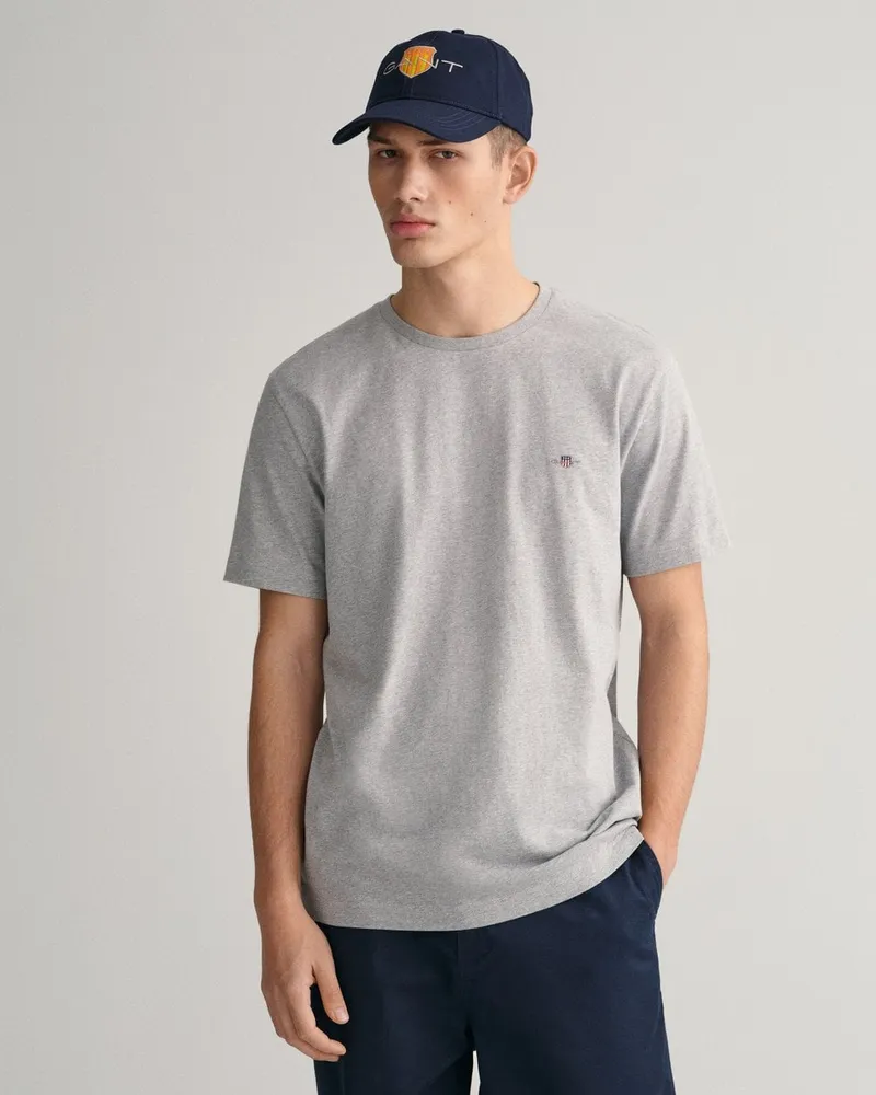 Gant Herren Regular Fit Kurzarm Shield Logo T-Shirt Meliert
