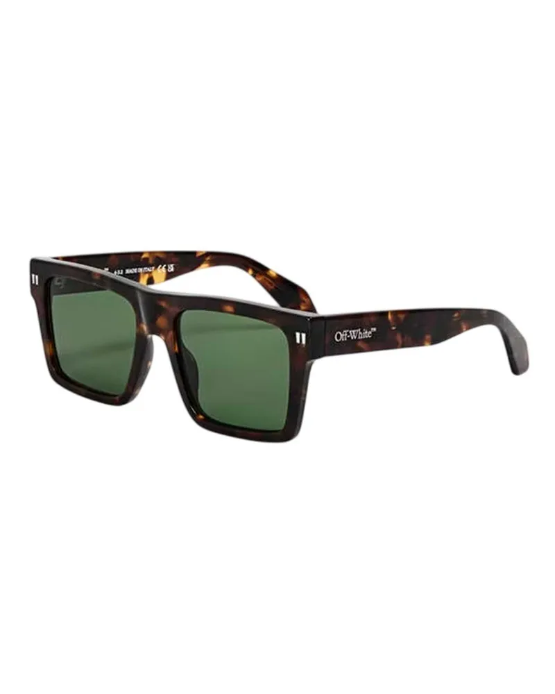 OFF-WHITE Off White - "Lawton" Quadratischer Rahmen-Sonnenbrille für Herren/Damen Unisex (Braun/Grün Neon