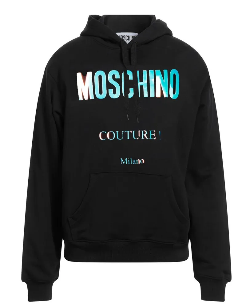 Moschino Schwarzer Kapuzenpullover Mit Auffälligem -logo Schwarz