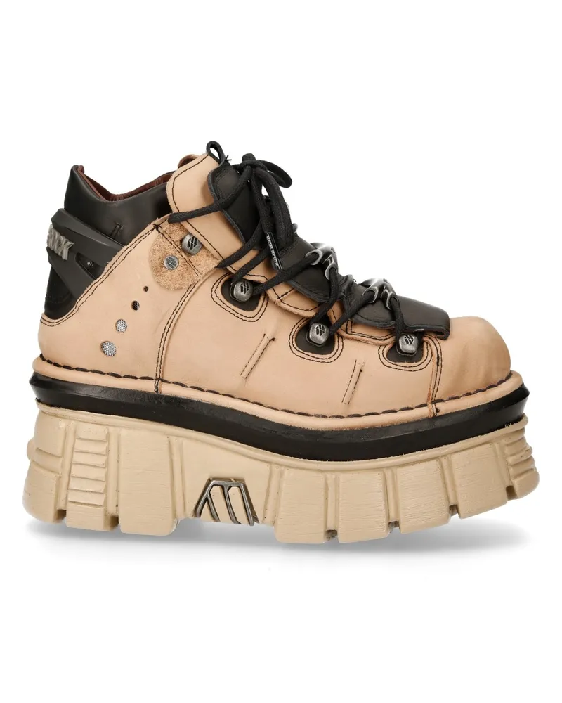 New Rock M-106-S40 Beige Gothic-Stiefeletten aus Leder mit Plateau Beige