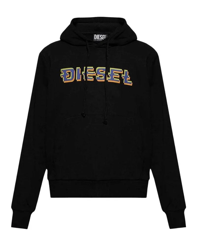 Diesel Herren Pixel-Logo Hoodie (Schwarz Schwarz