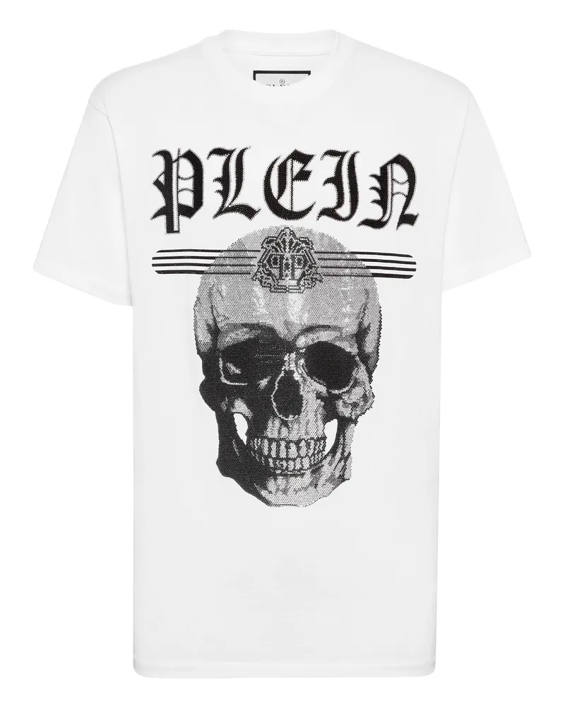 Philipp Plein T‑Shirt mit Rundhals und Tattoo-Motiv - Weiß Weiß