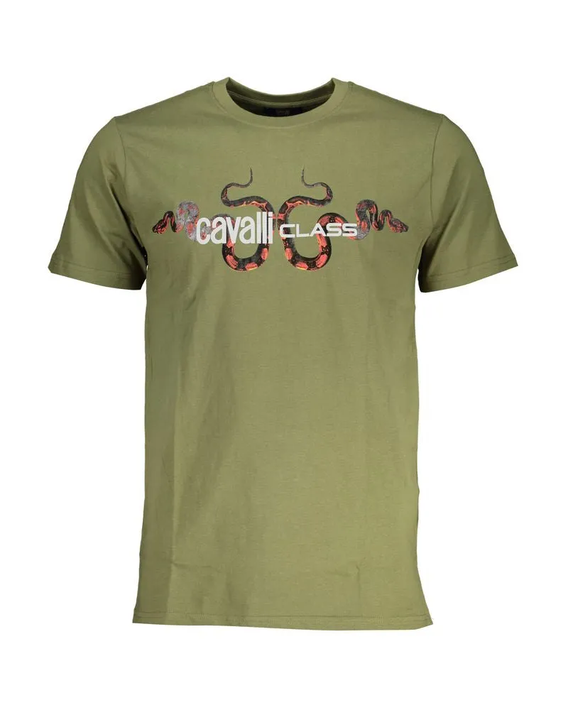 Roberto Cavalli Verde Baumwoll Herren T-Shirt Grün