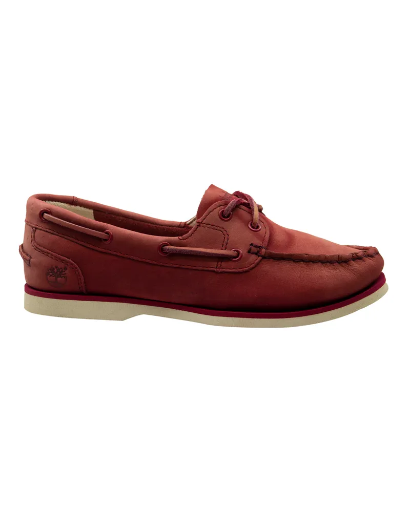 Timberland Classic Boat Ungekommenes rotes Leder Schnüre -up -Frauenschuh A14DV Rot