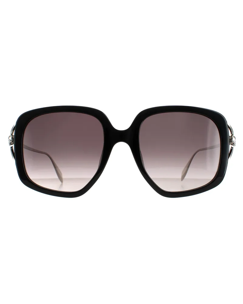 Alexander McQueen Square Womens Schwarz Silber Grau Gradient AM0374S Schwarz