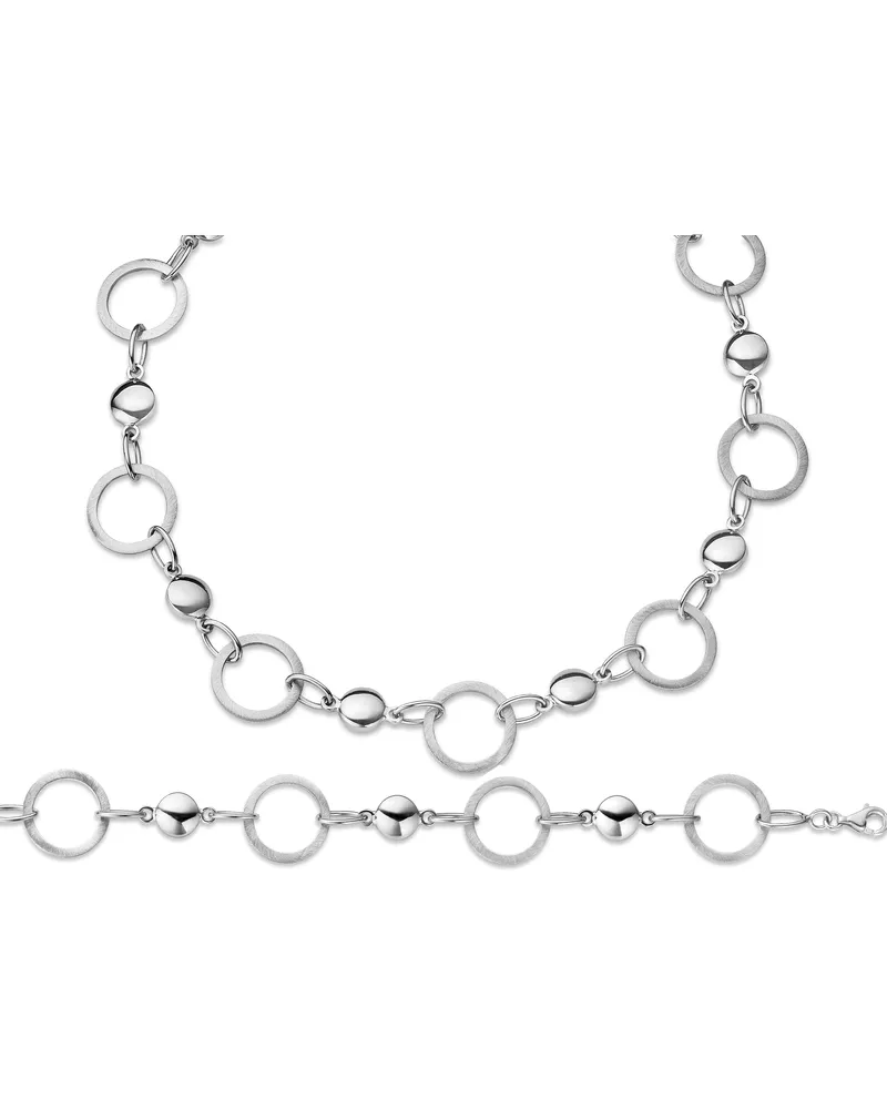 Orphelia Damen 925 Sterling Silber Set: Kette + Armband - Silber SET-014 Silber