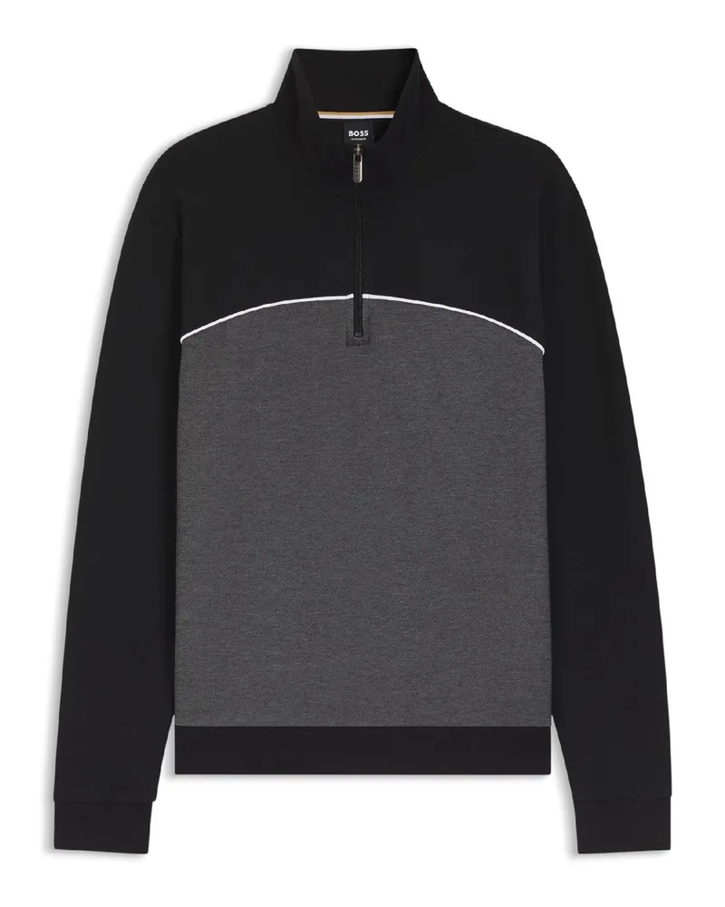 HUGO BOSS Sweatshirt für Herren, mit kurzem Reißverschluss (Schwarz Schwarz