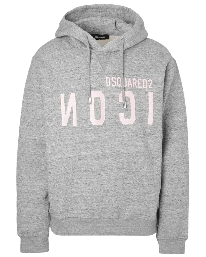 Dsquared2 Pink Icon Cracked Logo Grey Hoodie Grau