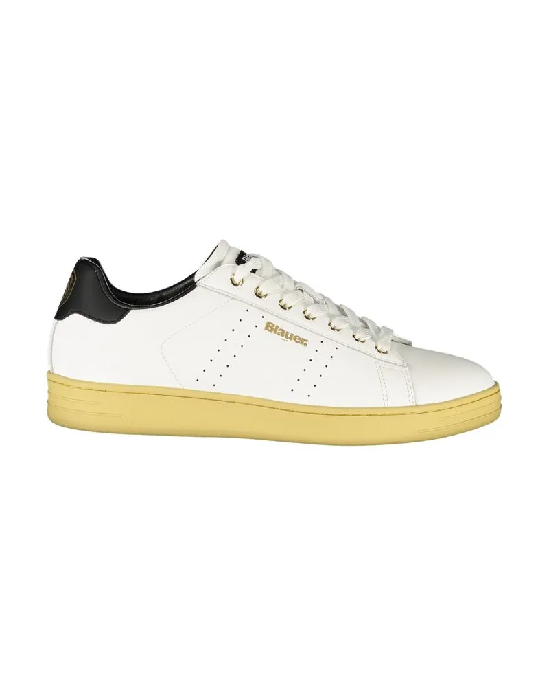 Blauer Weißer Polyurethan Herren Sneaker Weiß