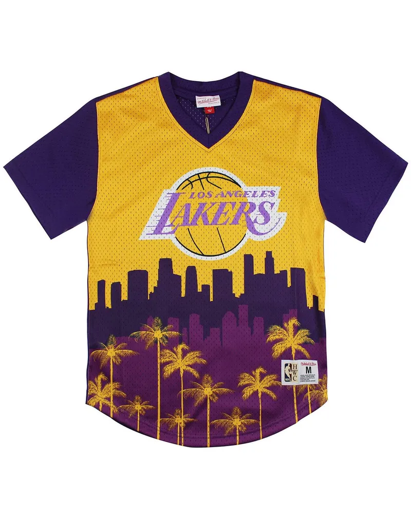 Mitchell & Ness Los Angeles Lakers gewinnen kurzes Mesh-Mens-T-Shirt Gelb