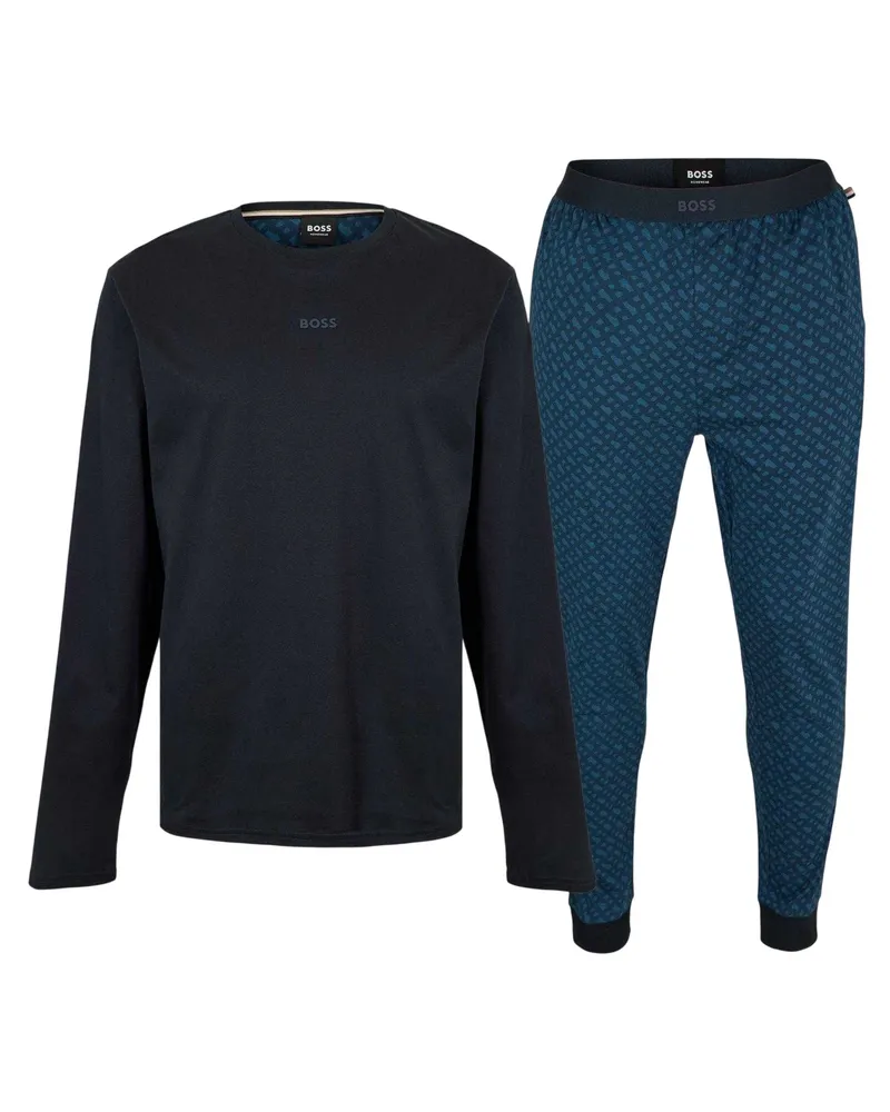 HUGO BOSS Schlafanzug mit langer Hose für Herren (Dunkelblau Blau