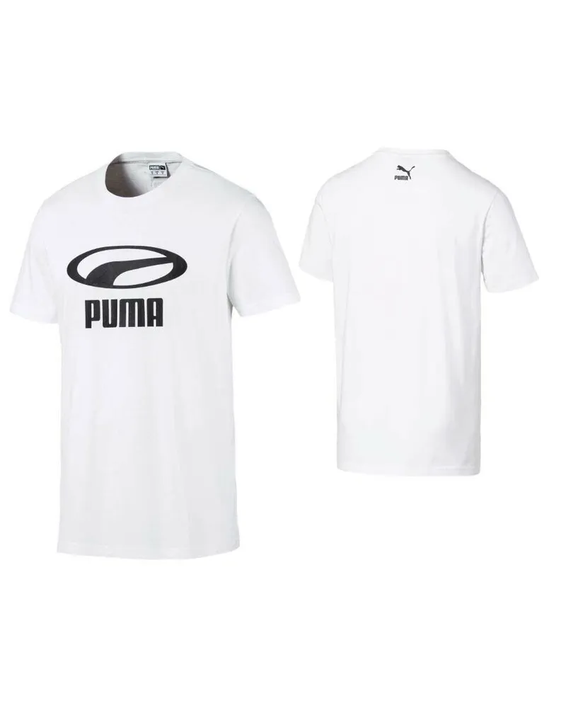 Puma XTG Graphic White Short Sleeve Tee T -Shirt Top - Herren Weiß