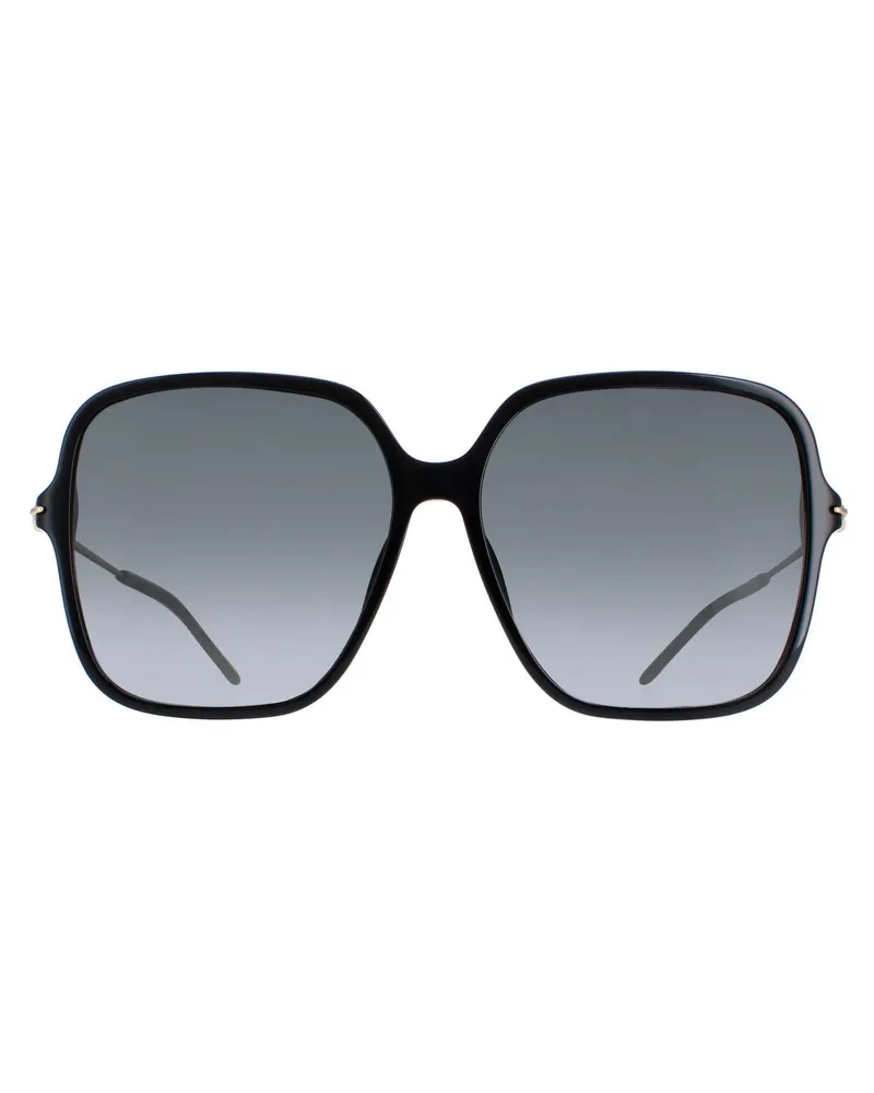 Gucci Square Womens Glänzend Schwarz und Gold Grau Gradient GG1267S Schwarz