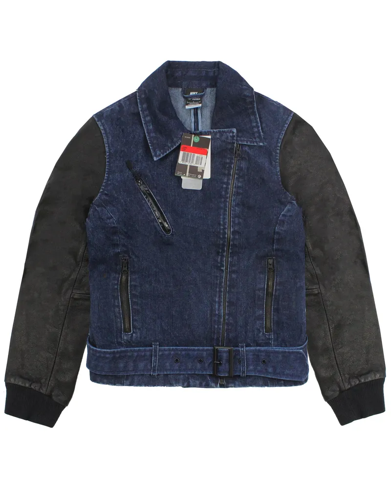 Nike Vintage Denim Moto Destroyer Jacke für Damen - Blau Blau