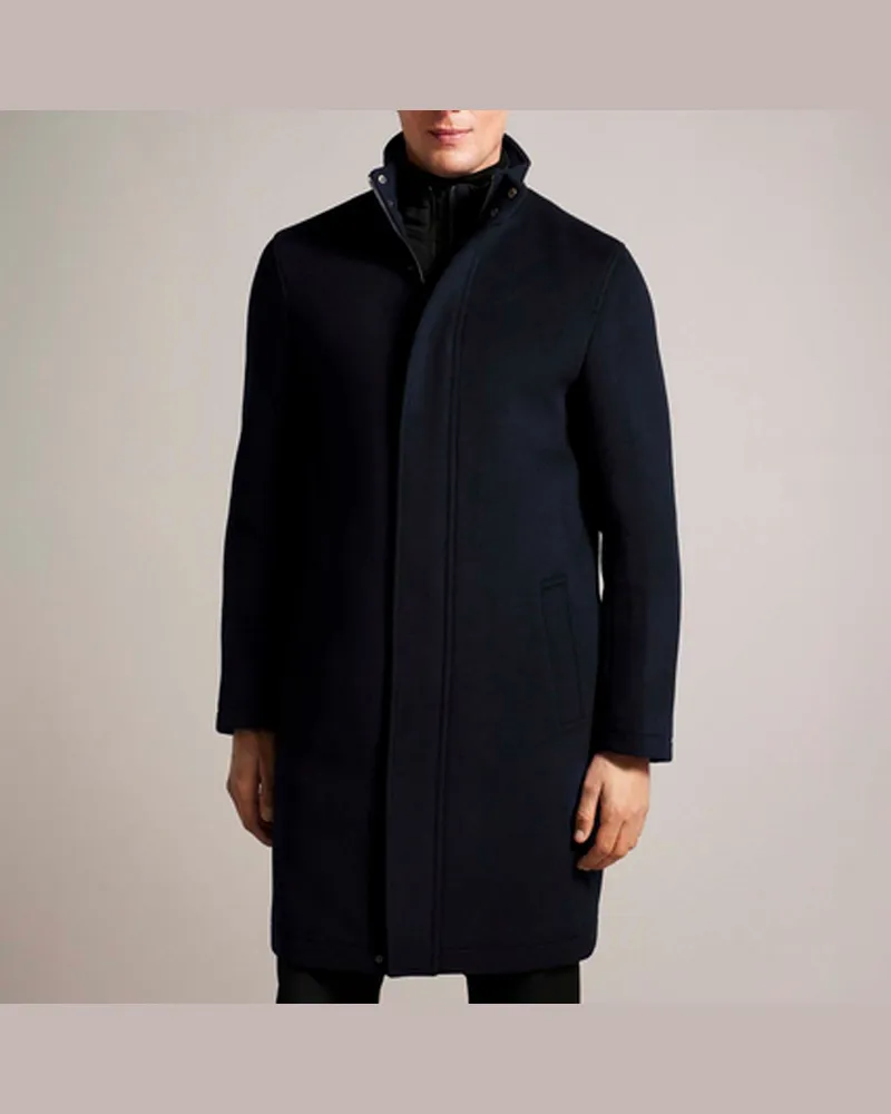 Ted Baker Herren  Ederson Wolle-Mischung Rollkragenmantel in Marineblau Marineblau