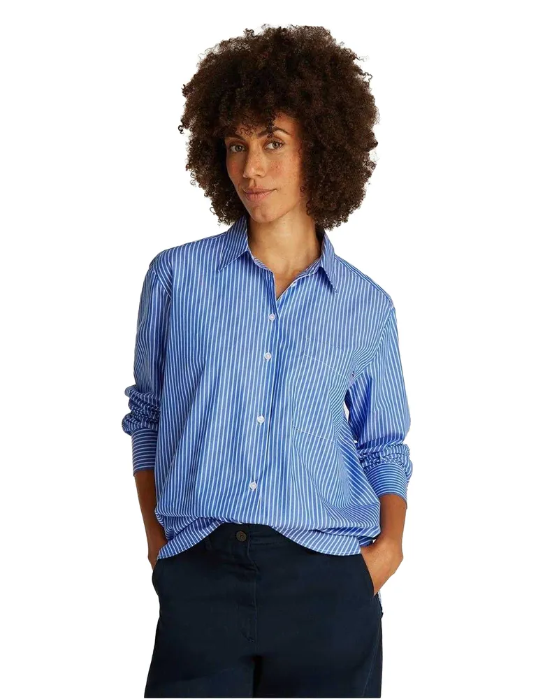 Tommy Hilfiger Hemd für Damen, leger, Langärmlig (Blau Blau