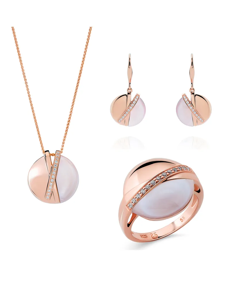 Orphelia Moragene' Damen-Set aus 925er Sterlingsilber: Halskette + Ohrringe + Ring – Rosé SET-7506/RG Rosé