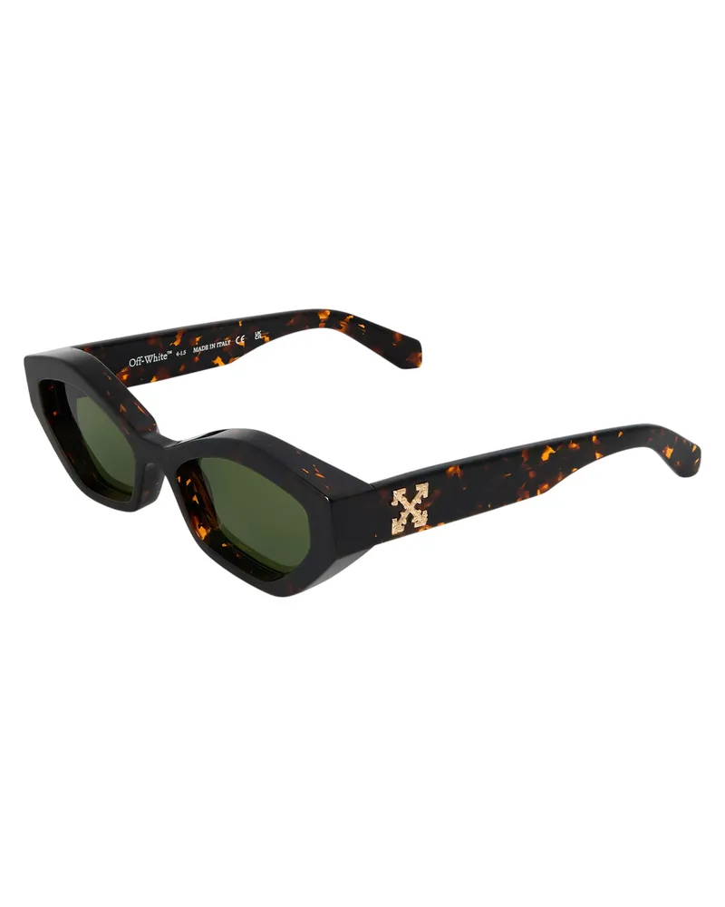 OFF-WHITE Off White - "Hilo" Sechseck-Sonnenbrille für Herren/Damen Unisex (Braun/Grün Neon