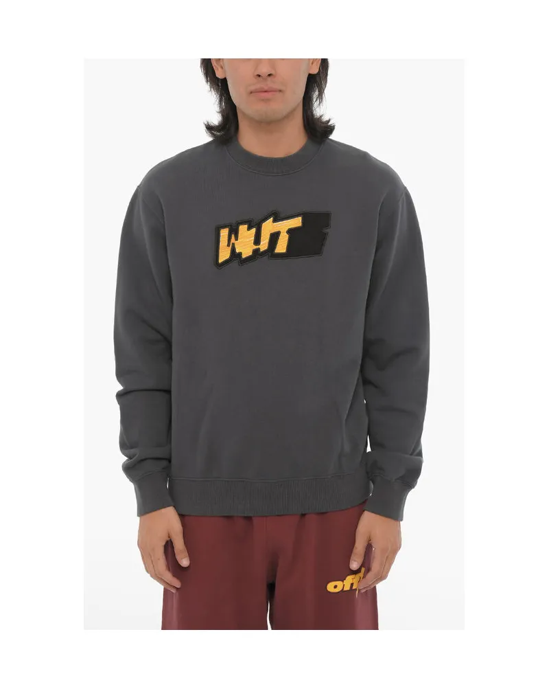 OFF-WHITE SEASONAL Slim Fit Rundhals-Sweatshirt mit kontrastierendem Detail in Grau Grau