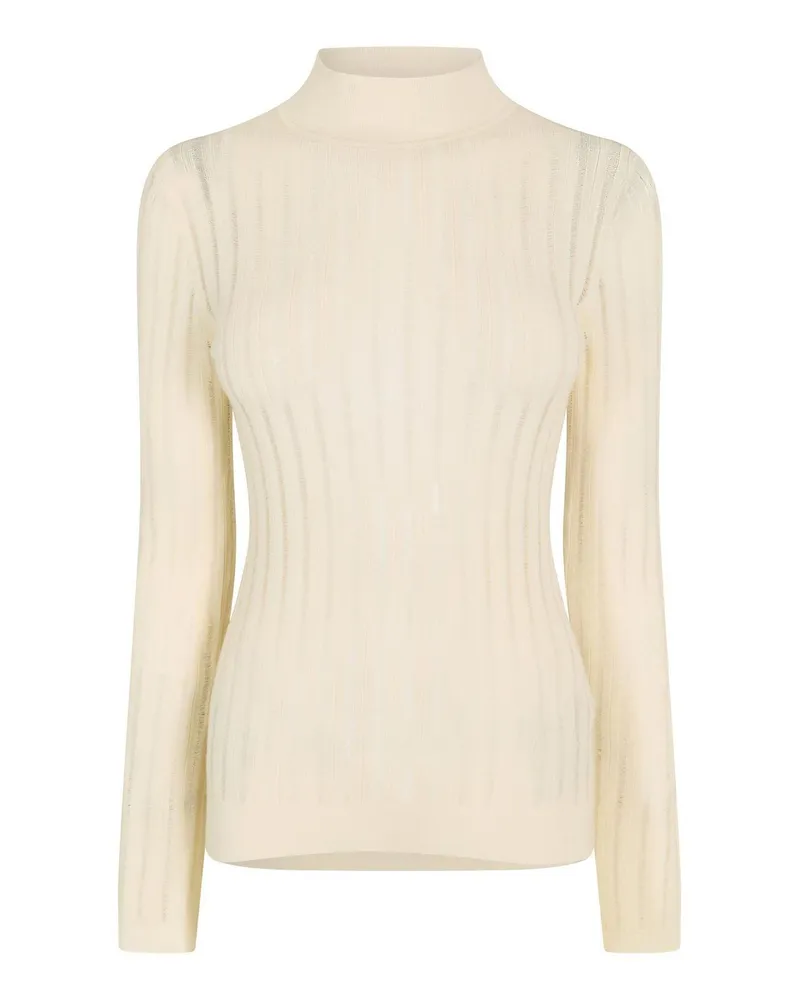HUGO BOSS Pullover Top für Damen, Stehkragen, Schmal, Langärmlig (Weiß Weiß