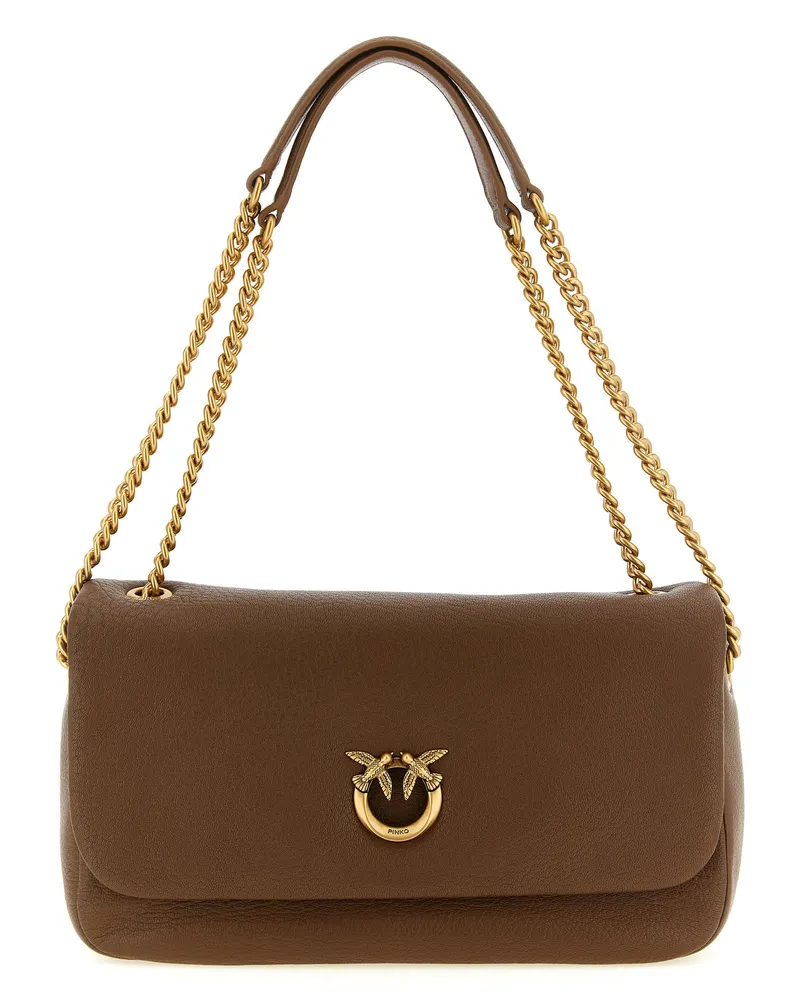 Pinko Braune Lammleder Schultertasche Braun