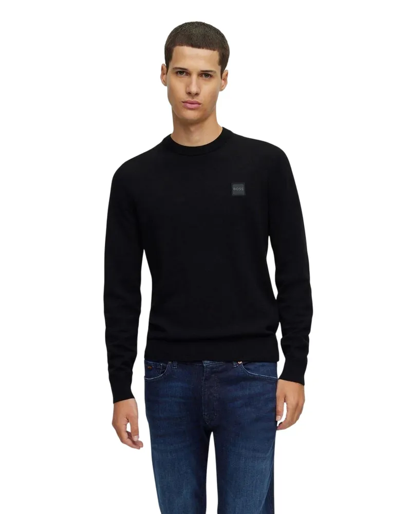 HUGO BOSS Kanovano" Pullover für Herren, Rundhalsausschnitt (Schwarz Schwarz