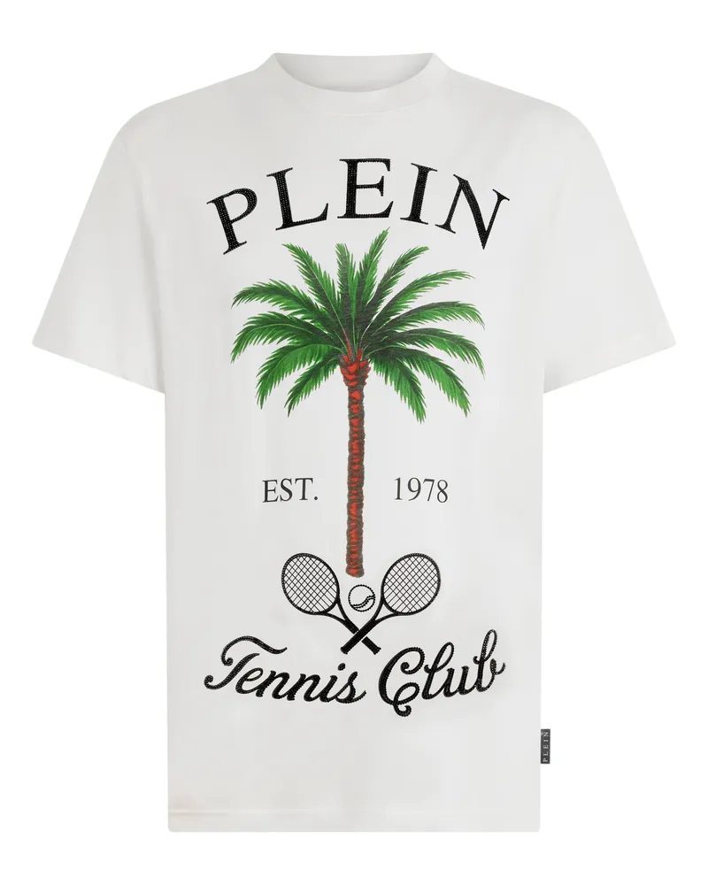 Philipp Plein Round Neck T-Shirt Tennis Club Stones Creme