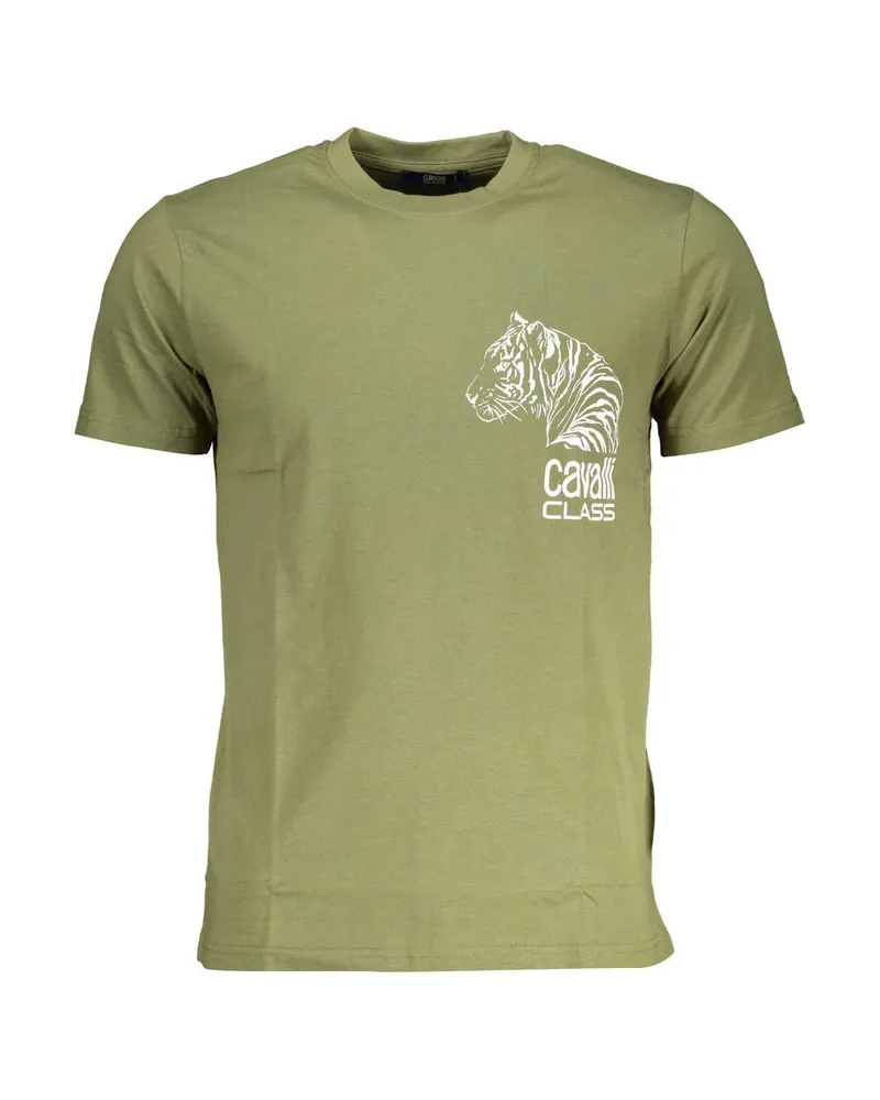 Roberto Cavalli Tigerkopf T-Shirt mit kurzen Ärmeln und Rundhalsausschnitt Khaki