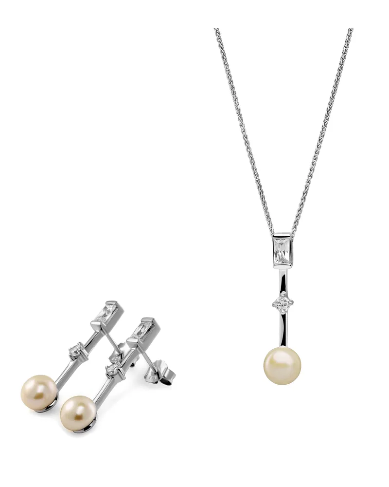 Orphelia Maxime' Damen 925 Sterling Silber Set: Kettenanhänger + Ohrringe - Silber SET-7514 Silber