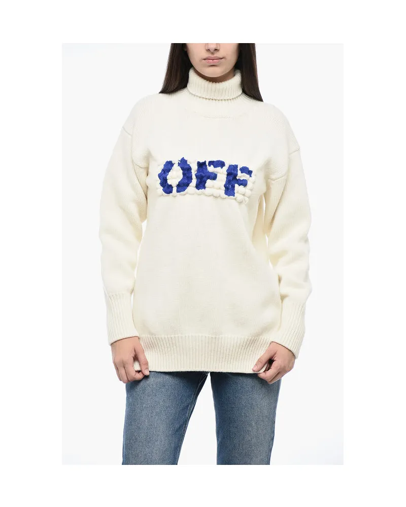 OFF-WHITE Rollkragenpullover mit gesticktem Logo BOILED in Beige Beige