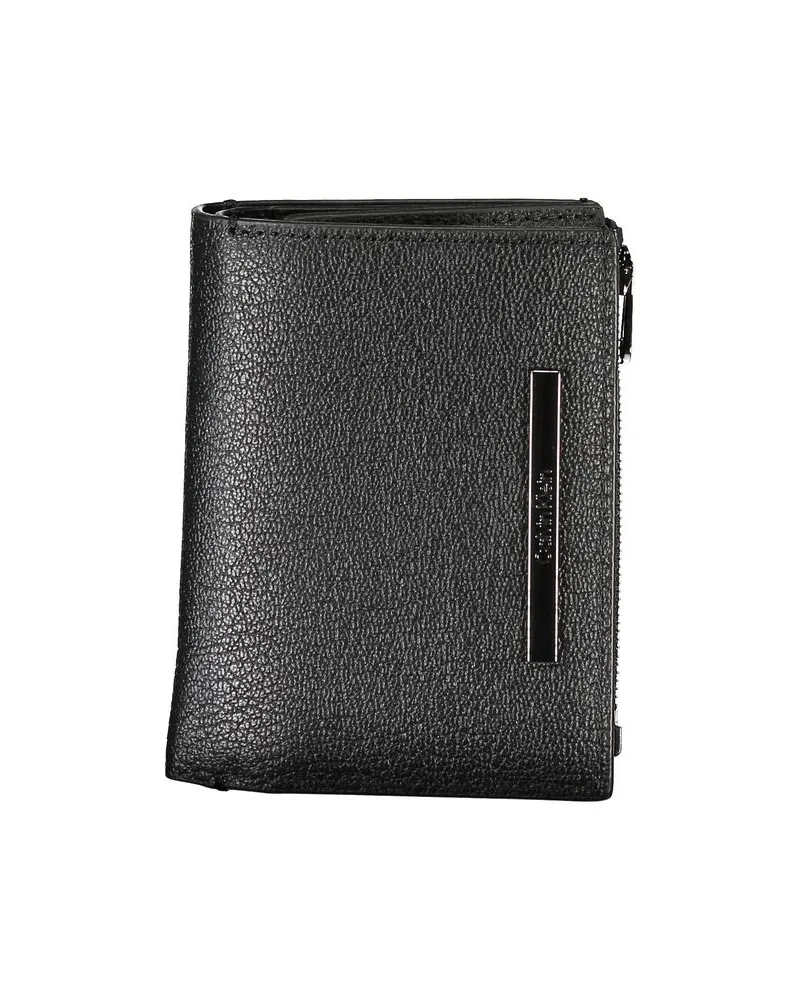 Calvin Klein Reißverschluss-Brieftasche aus Leder Schwarz