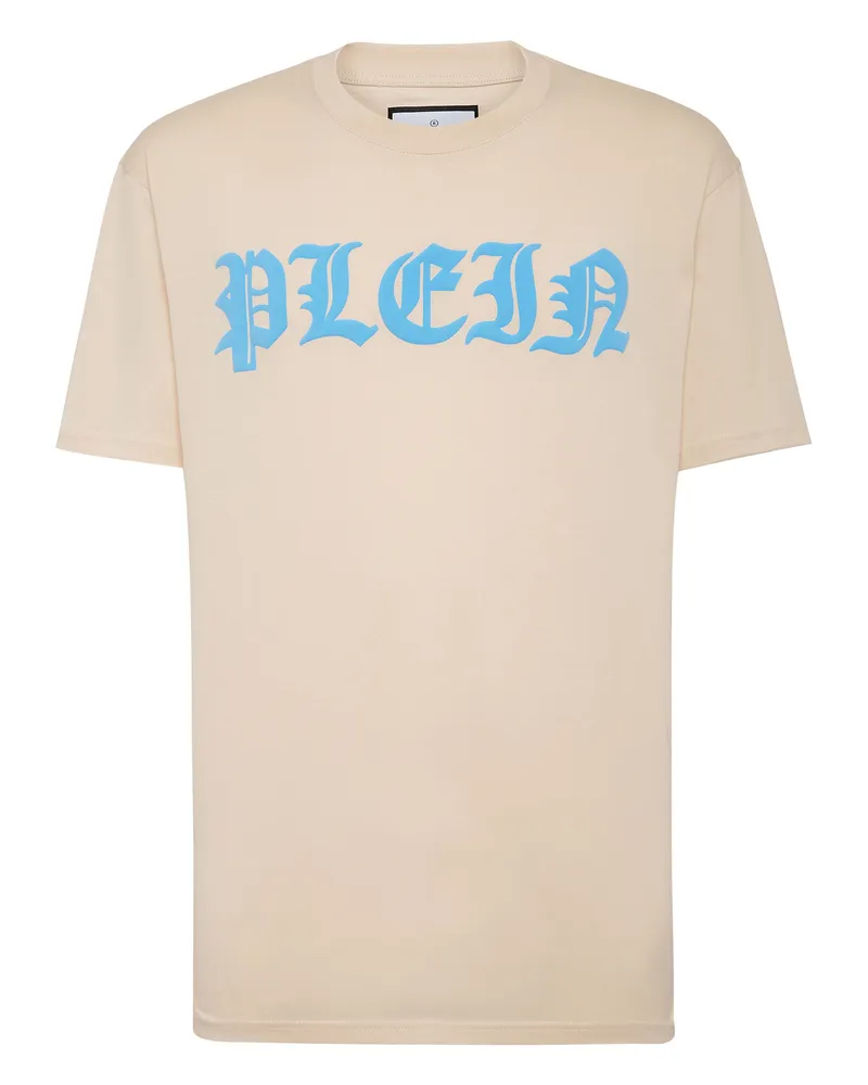 Philipp Plein T-Shirt mit Rundhals und Gothic-Plein-Motiv - Beige Beige