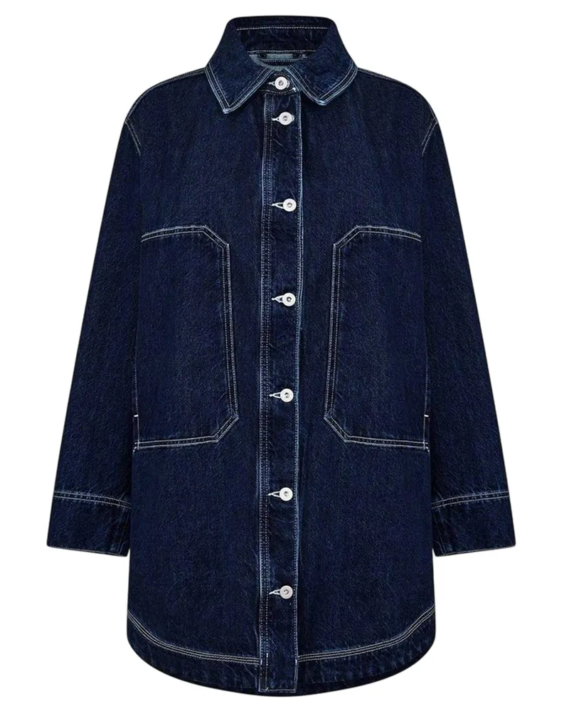 HUGO BOSS Jeansjacke für Damen, Lang geschnitten (Marine Ausgeblichen Marineblau