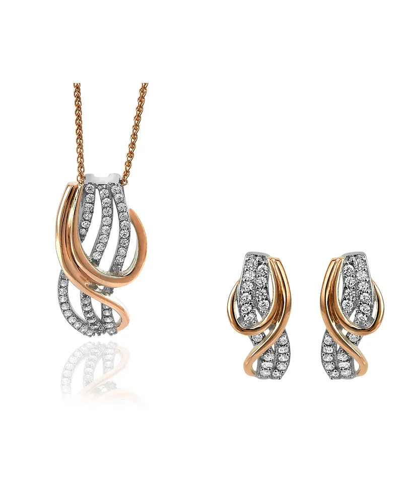 Orphelia Elsia ' Damen 925 Sterling Silber Set: Kettenanhänger + Ohrringe - Silber/Rosé SET-7027 Silber