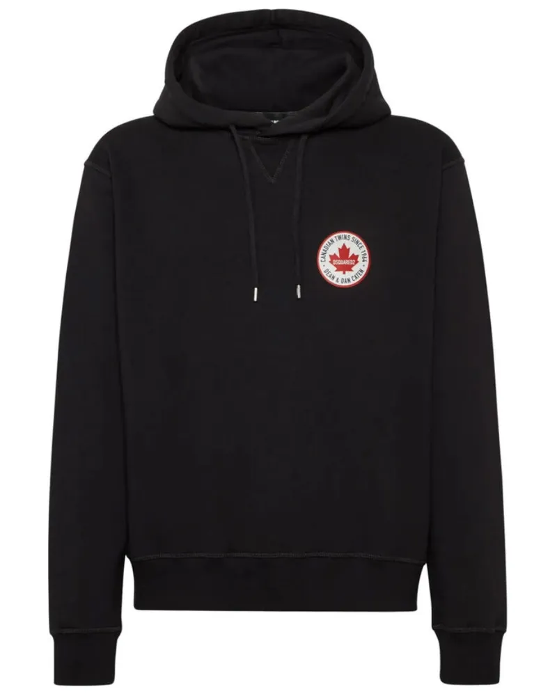 Dsquared2 Ahornblatt-patch-logo Cool Fit Schwarzer Hoodie Schwarz