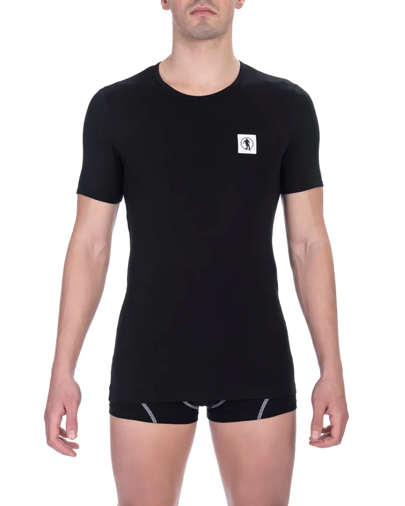 Bikkembergs Schwarzes Baumwoll-T-Shirt Schwarz