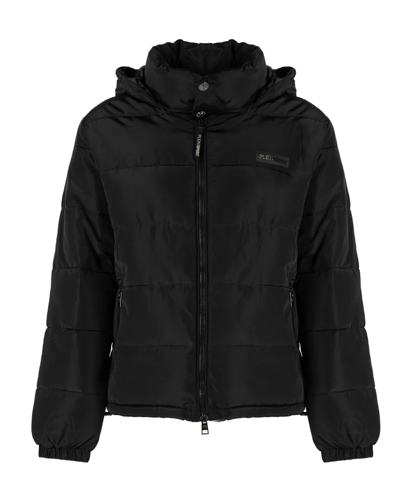Philipp Plein Fettes Rückenlogo Gepolsterte Schwarze Jacke Schwarz
