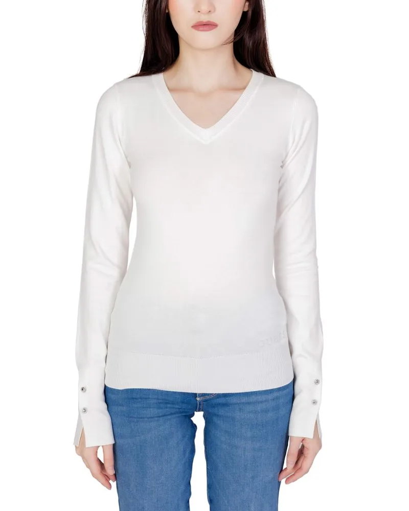 Guess V-Ausschnitt Langarm Stricktop Modell Gu11479800008ro Weiß