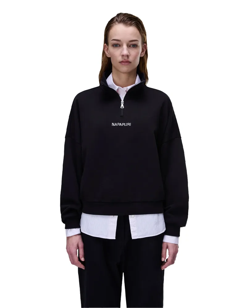 Napapijri Almas" Sweatshirt für Damen, mit kurzem Reißverschluss (Schwarz Schwarz